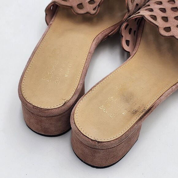 Coach and Four Lattice Rose Suede Zabby Slide Sandals Size 8.5 - Picture 7 of 8